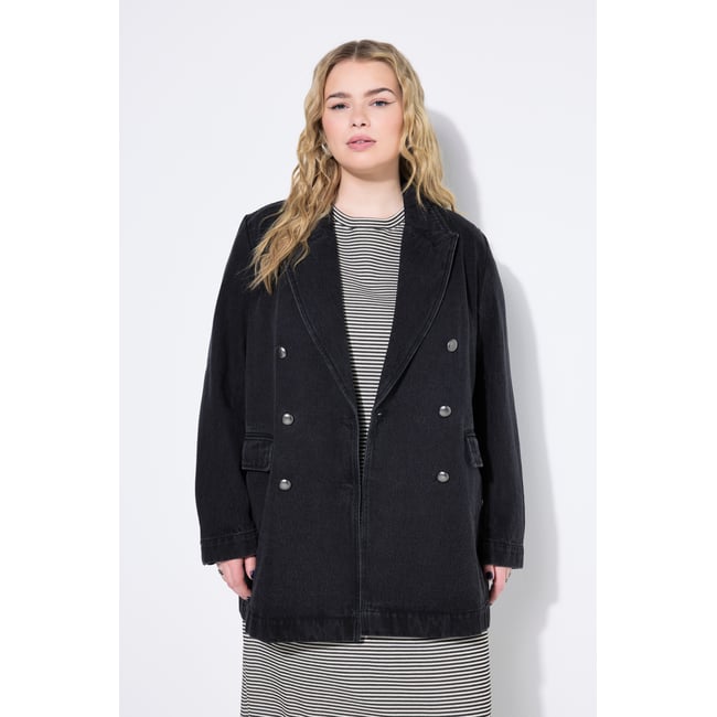 Blazer en jean, coupe Straight Loose noir <span itemprop=
