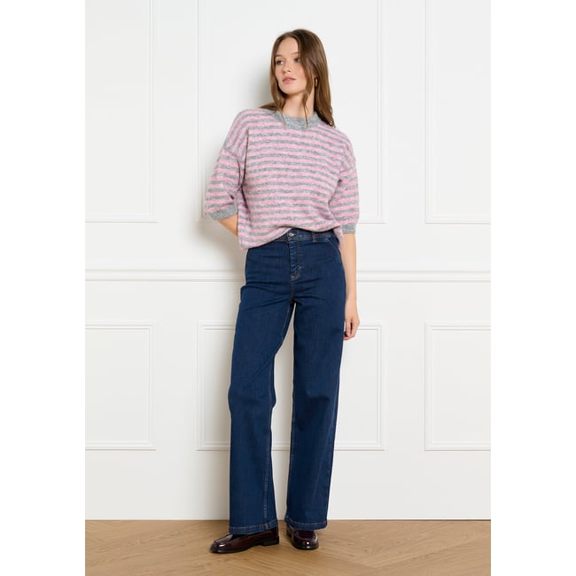Jean wide taille haute dark blue <span itemprop=