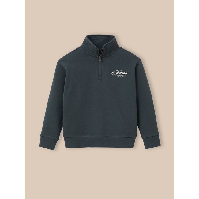 Sweat col montant en coton biologique vert anglais <span itemprop=