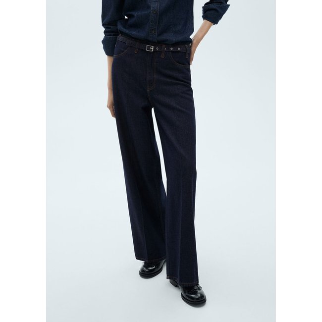 Jean wideleg rinse wash ceinture bleu <span itemprop=