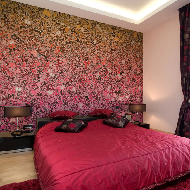 Papier peint intissé panoramique Animaux The language of butterflies Couleur rose <span itemprop=