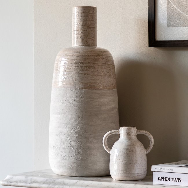 Mobi 49cm Ceramic Bottle Vase, natural, SO'HOME