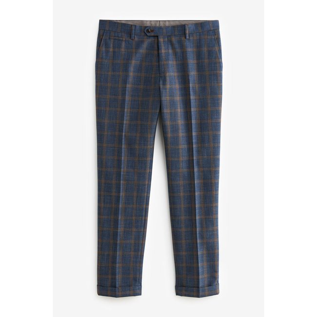 Pantalon de costume skins à carreaux liserés bleu vif <span itemprop=