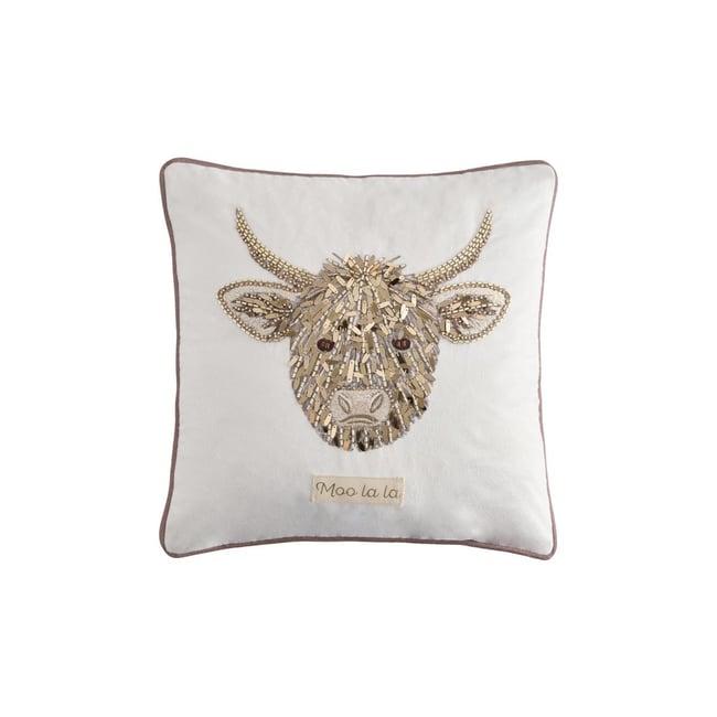 Coussin chic à motif hamish 35 x 35 cm naturel <span itemprop=