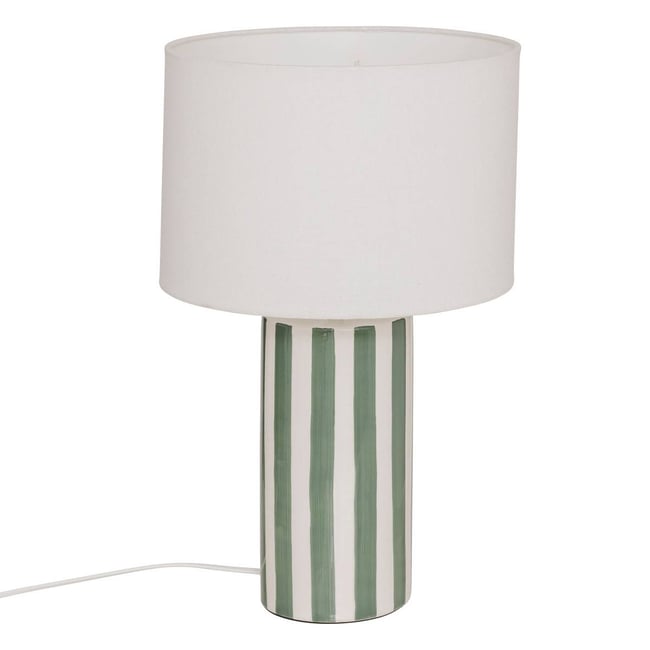 Lampe à poser céramique abat-jour coton FRIDA Couleur vert <span itemprop=