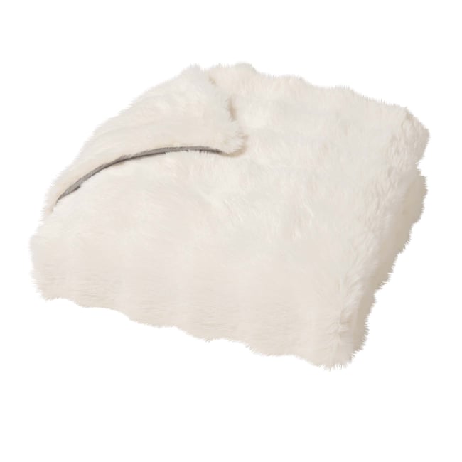 Plaid effet peluche et polaire Mountain blanc <span itemprop=