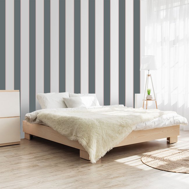 Papier peint rayures gris rose Couleur intissé <span itemprop=