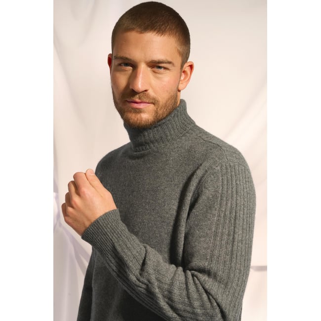 Pull Col Roulé 4 Fils Anthracite Chiné Noi gris anthracite chiné <span itemprop=