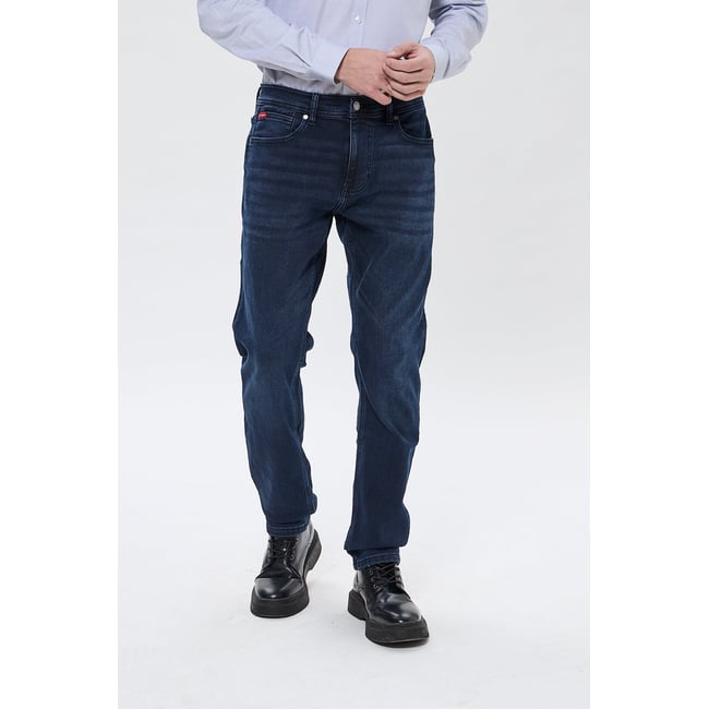 Jean coton straight STRAIGHT JORDY dark stone brushed <span itemprop=