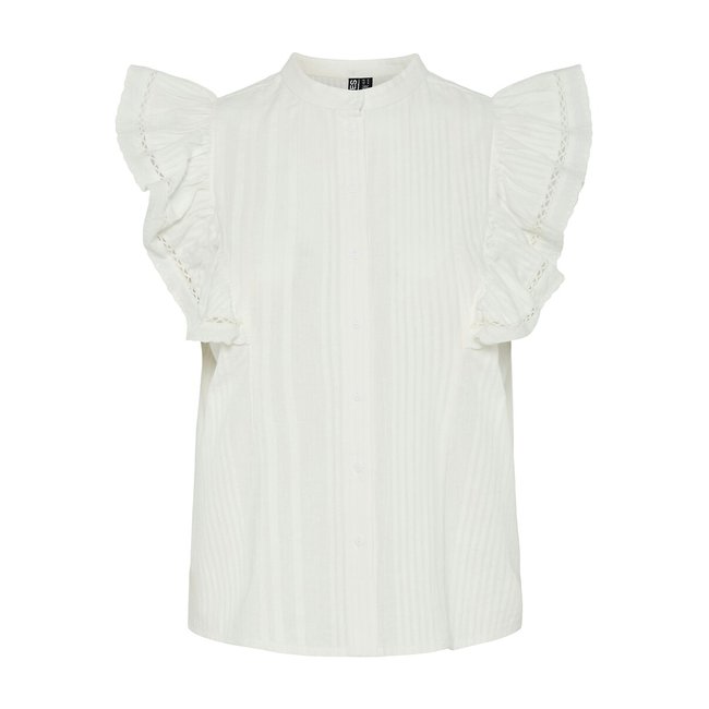 Ruffled Sleeveless Blouse, white, PIECES