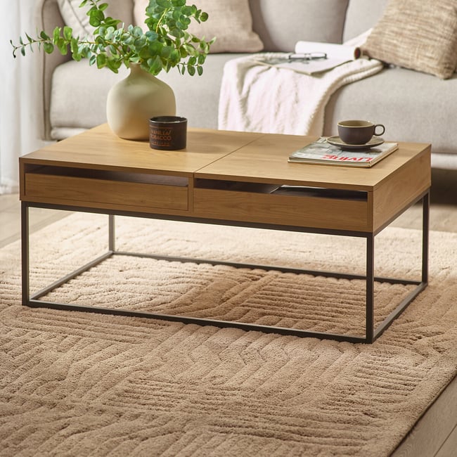 Kael Rectangular Storage Coffee Table, oak, SO'HOME