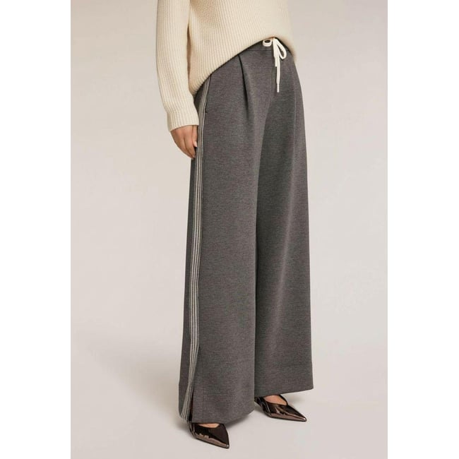 Pantalon palazzo en scuba avec bandes gris <span itemprop=