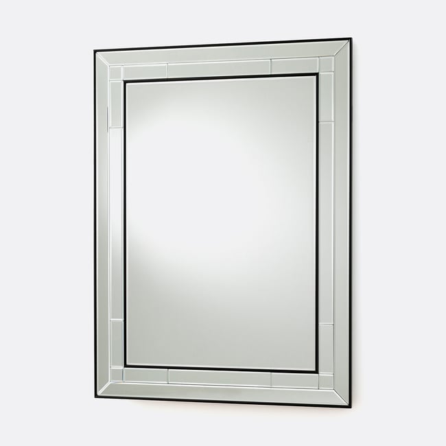 Miroir rectangulaire finition biseautée largeur 90 x hauteur 120 cm, Andella  Couleur noir <span itemprop=