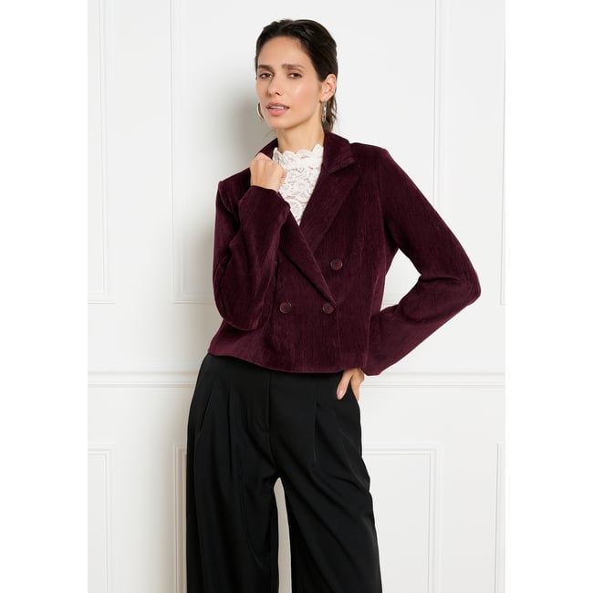 Blazer court à double boutonnage bordeaux wine <span itemprop=