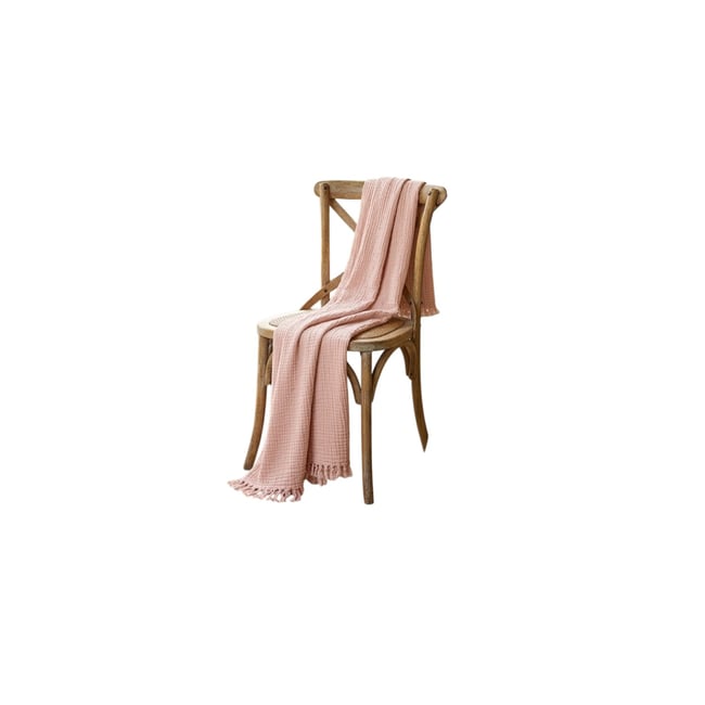 Plaid Quadruple gaze de coton Rose poudré rose <span itemprop=