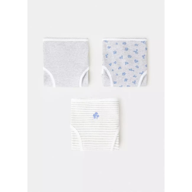 Pack 3 culottes coton gris chiné moyen <span itemprop=
