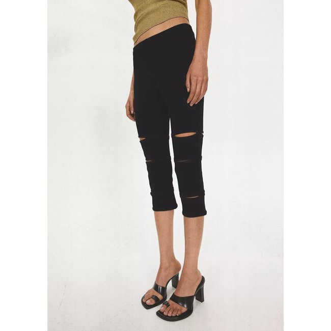 Pantalon capri ouvertures noir <span itemprop=