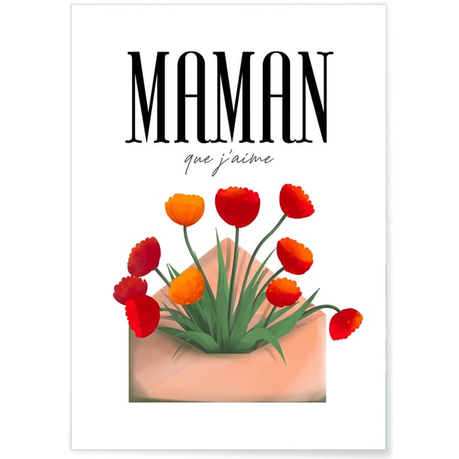 Affiche Maman que j'aime Couleur blanc <span itemprop=