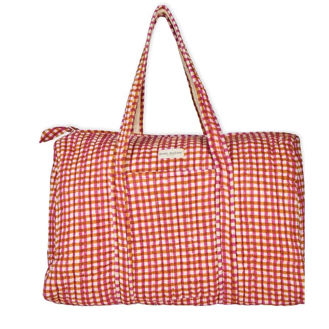 Sac weekend en coton matelassé  Tara Camel orange camel <span itemprop=
