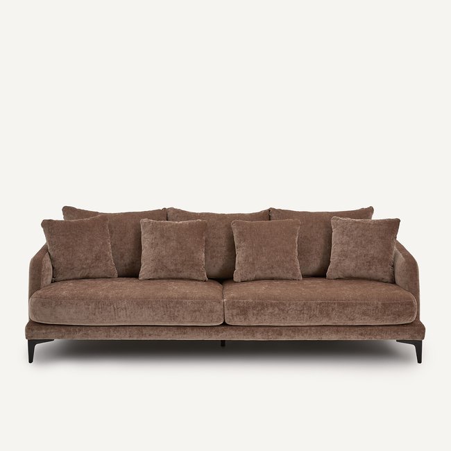 Canapé 3 ou 4 places en velours mélangé, MODERNISTE, design Emmanuel Gallina Couleur café latte <span itemprop=
