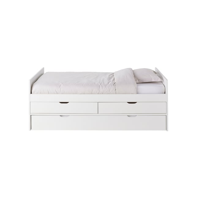 Lit gigogne avec tiroirs de rangement Couleur blanc <span itemprop=