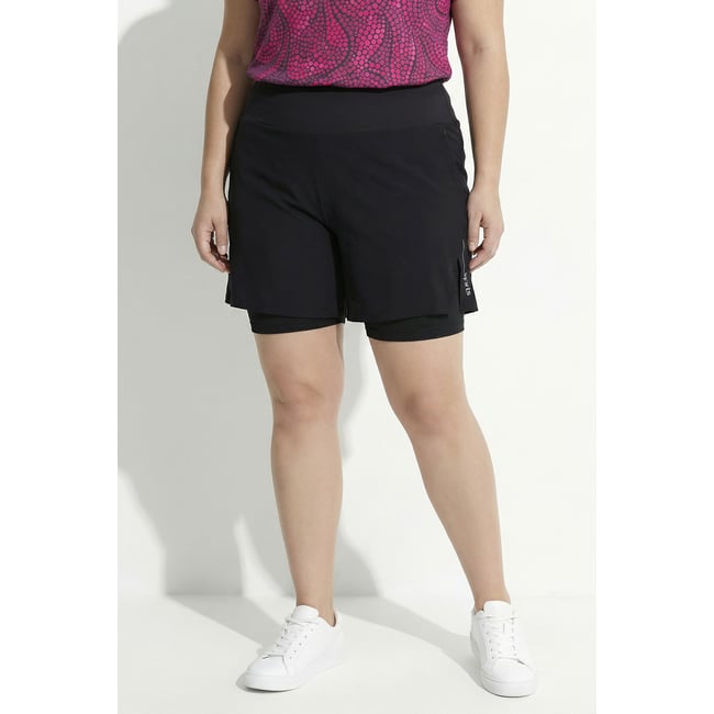 Short technique 2-en-1, taille haute noir <span itemprop=
