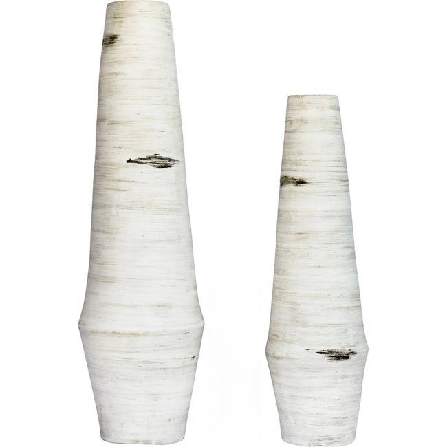 Vase en terre cuite artisanal finition mate Couleur blanc vieilli patiné <span itemprop=