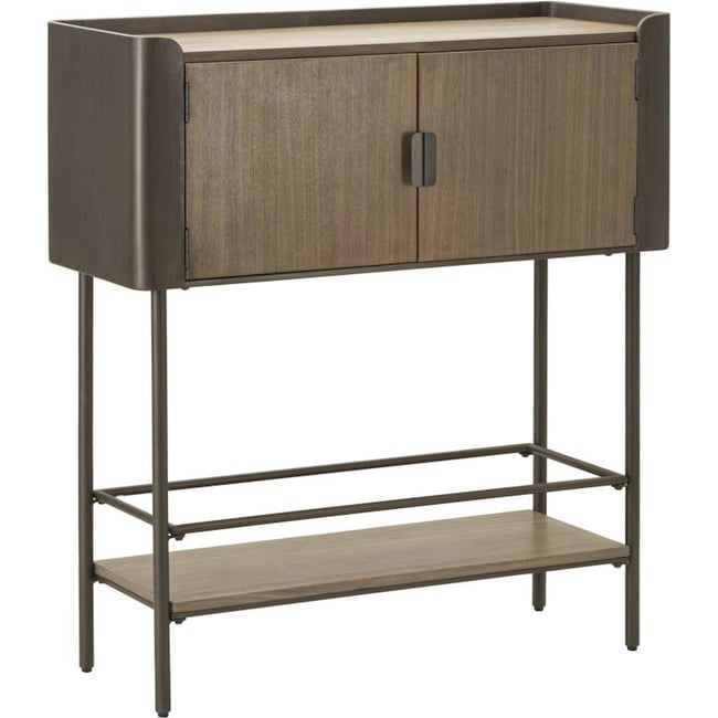 Buffet haut bois de sapin et fer 3 portes MODERN Couleur gris et marron <span itemprop=