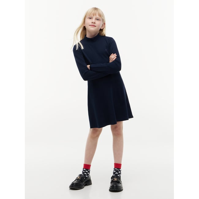 Robe manches longues bleu marine <span itemprop=