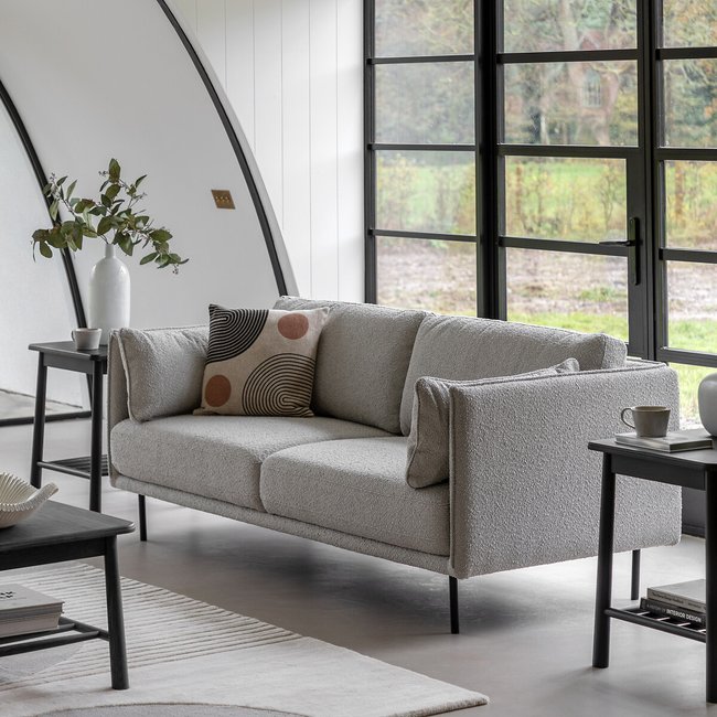 Ashar Mid-Century Boucle Sofa with Black Metal Legs - ÉDITÉ