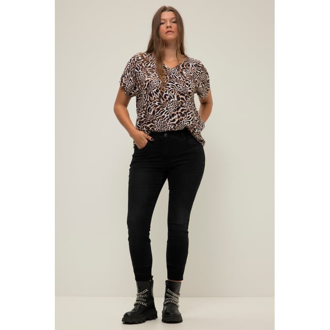Jean skinny à ceinture élastique et 5 poches noir <span itemprop=