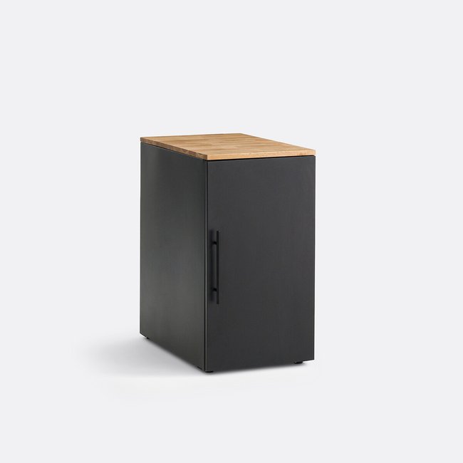Hiba Oak & Metal 1-Door Desk Cupboard Unit black metal/oak LA REDOUTE INTERIEURS