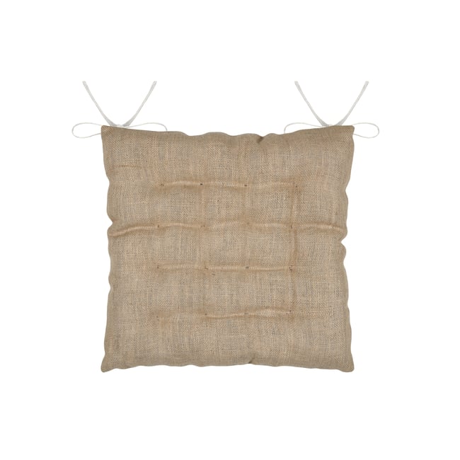 Galette de chaise carrée capitonnée à 16 points naturel <span itemprop=