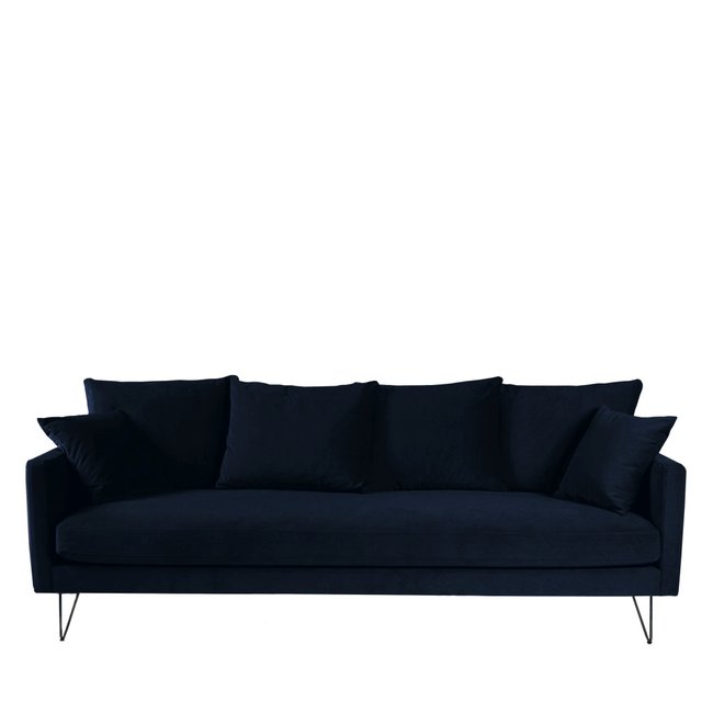 Canapé convertible 4 places en velours pieds épingles noirs- VILLABON - DRAWER