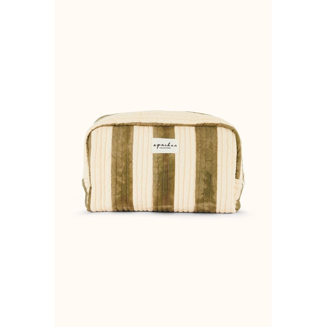 Grande trousse de toilette à rayures, GAYANE lichen <span itemprop=