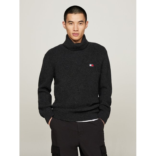 Slim Fit Turtleneck Jumper, dark grey, TOMMY JEANS