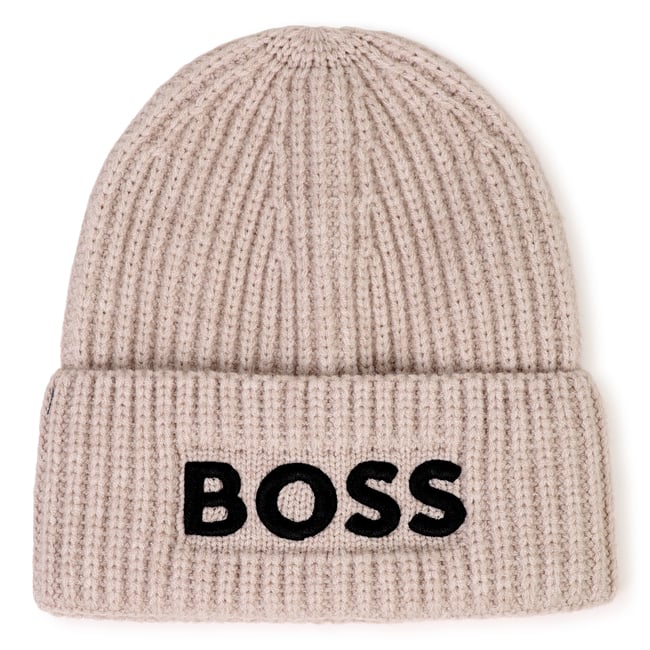 Bonnet en tricot ecru chine <span itemprop=