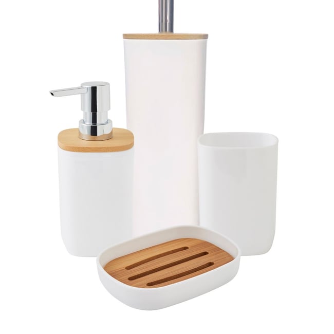 Set salle de bain 4 pièces uni en bambou SEQUOIA Couleur v002227 <span itemprop=