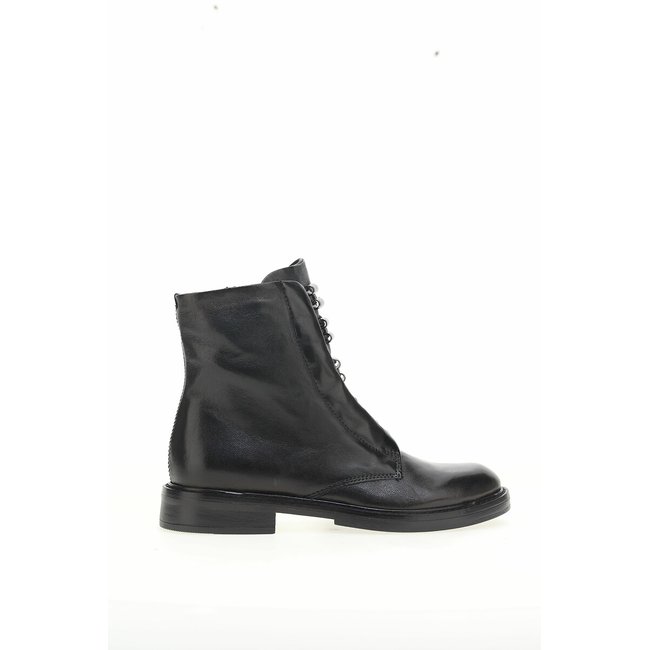 Bottines en cuir, lacets cachés  noir <span itemprop=