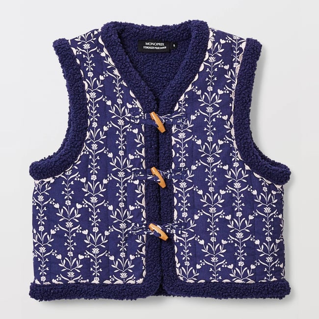 Gilet sans manches imprimé avec doublure en sherpa cachalot <span itemprop=