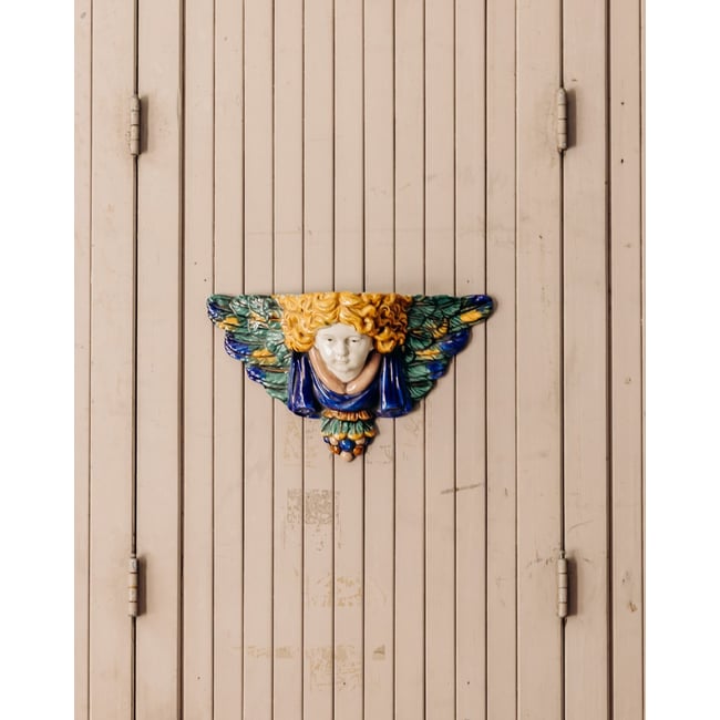 Petite console d'appoint en céramique colorée Hanna N°1560 - Bon état Couleur multicolore <span itemprop=