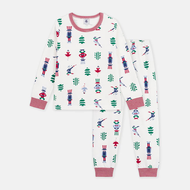 Pyjama en molleton, imprimé Casse-Noisette imprimé fond blanc <span itemprop=