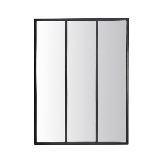 Miroir industriel 3 bandes métal 90x120cm Couleur noir <span itemprop=