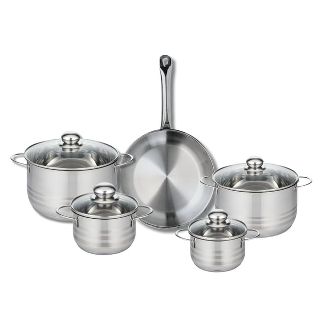 Batterie 1 poêle 28cm + 4 faitouts 14/16/20/24cm PROFI BRILLANT inox <span itemprop=