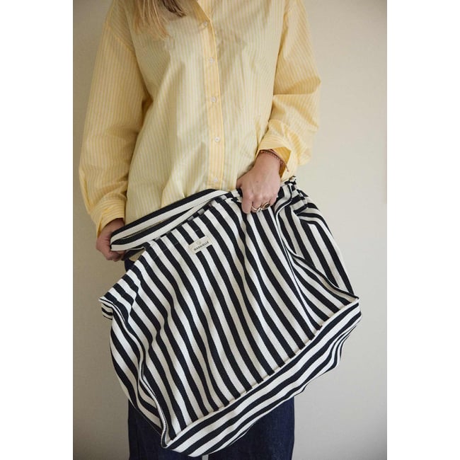 Sac week-end en coton, RAYURES noir <span itemprop=