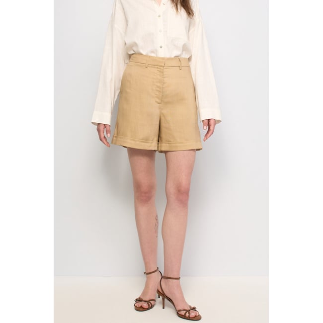 SHORT AVEC LIN beige <span itemprop=