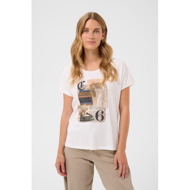 T-shirt blanc white bookstore collage <span itemprop=
