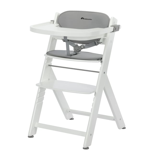 Chaise Haute Bébé En Bois Avec Coussin Timba white <span itemprop=
