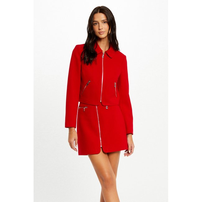 Veste droite zippée rouge <span itemprop=
