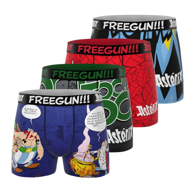 Lot De 4 Boxers Astérix violet/rouge/gris foncé/vert/bleu/noir <span itemprop=